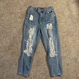 Forever 21 Light Blue Distressed Ankle Jeans